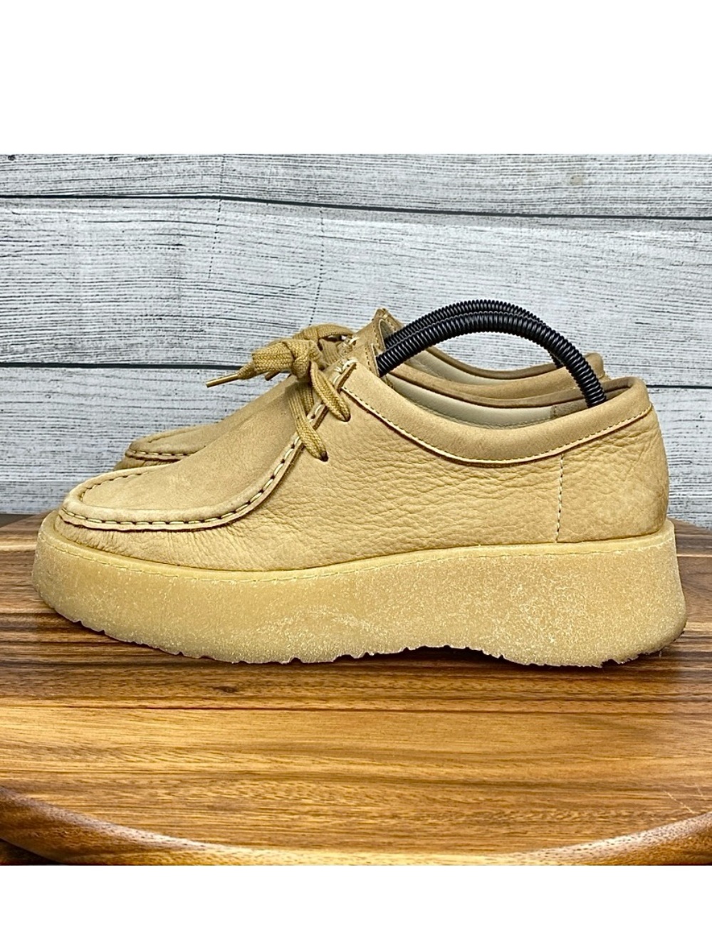 Clarks X Zara Collaboration Nubuck Leather Sandy Brown Platform Wallaby Size 9.5
